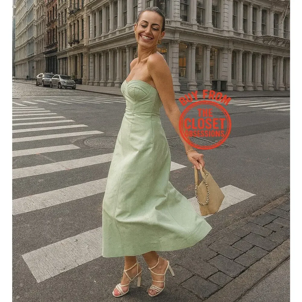 MANGO Corset-Style Strapless Midi Dress 💚✨ NWT - Picture 8 of 16